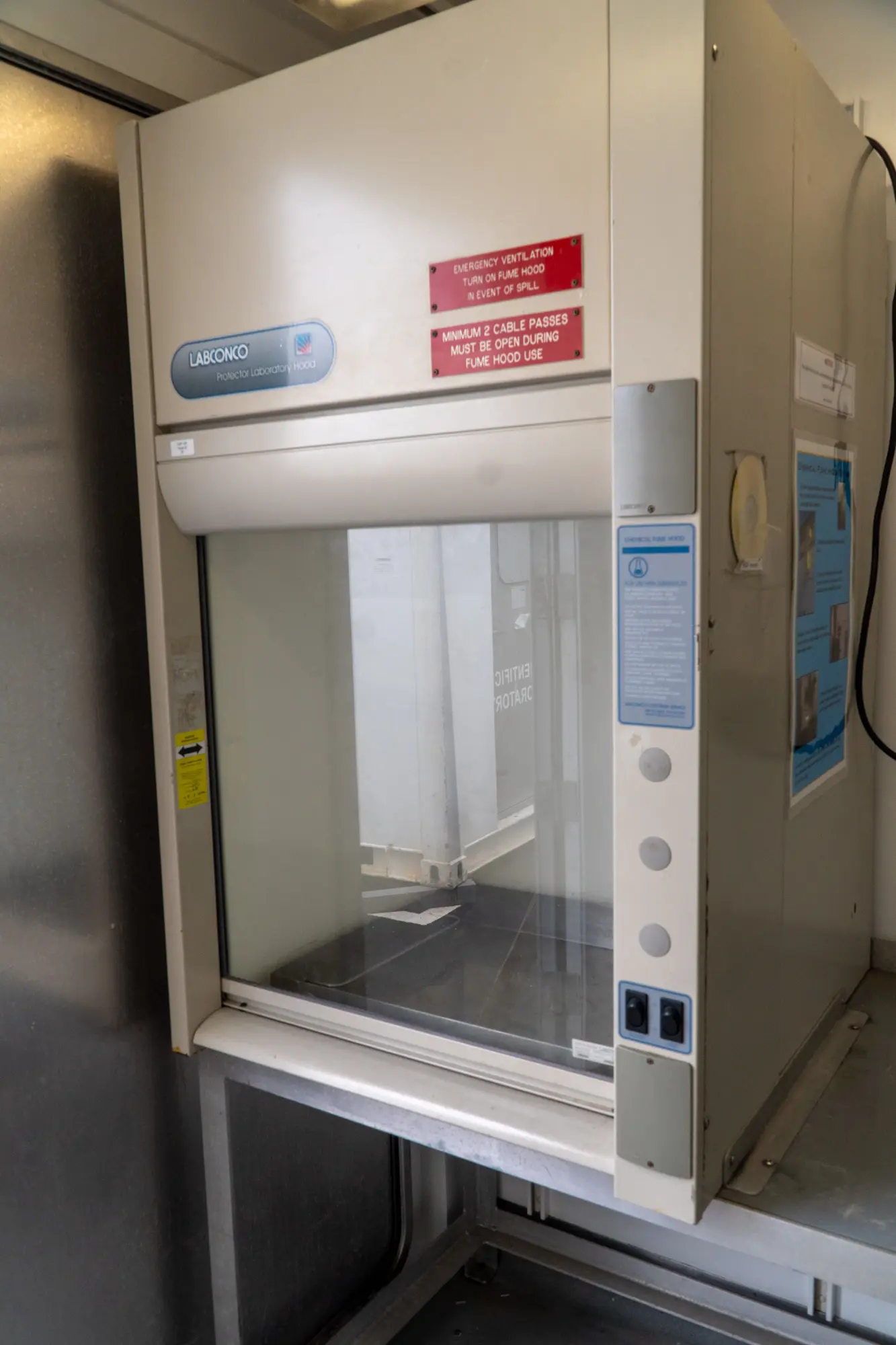 The fume hood of a lab van.