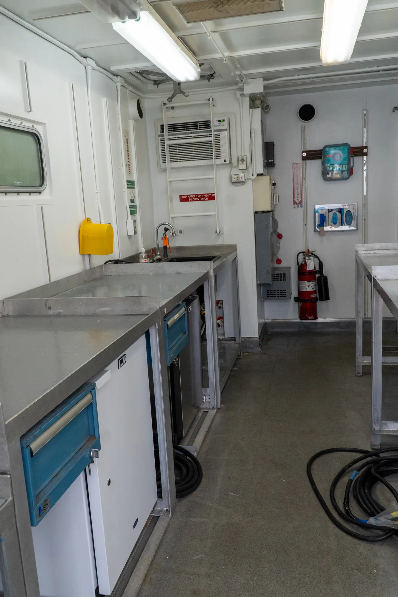 The interior of a lab van.