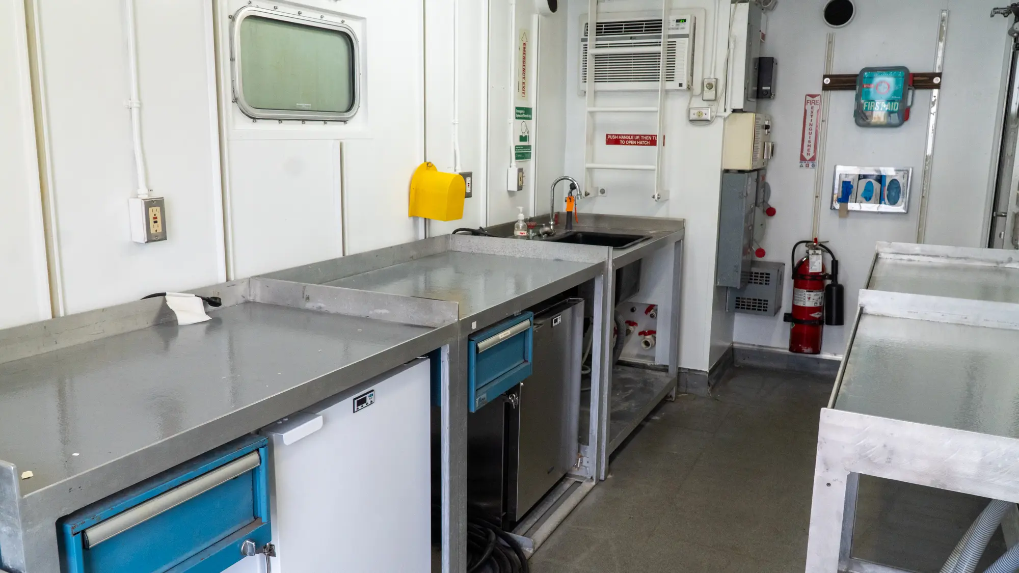 The interior of a lab van.