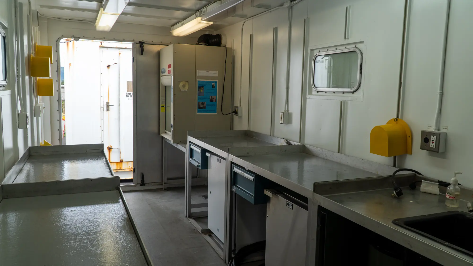 The interior of a lab van.