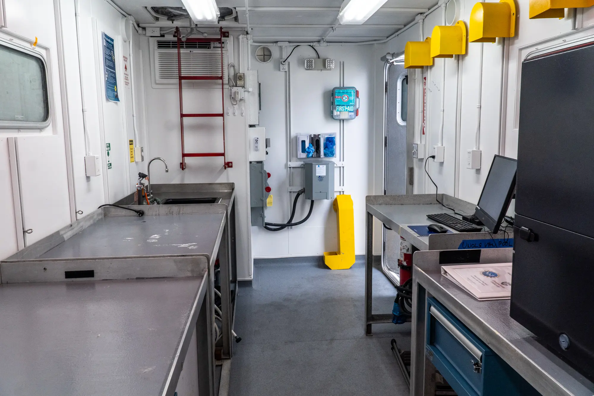 The interior of a lab van.