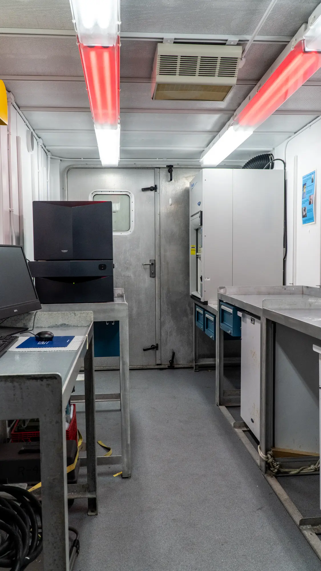 The interior of a lab van.