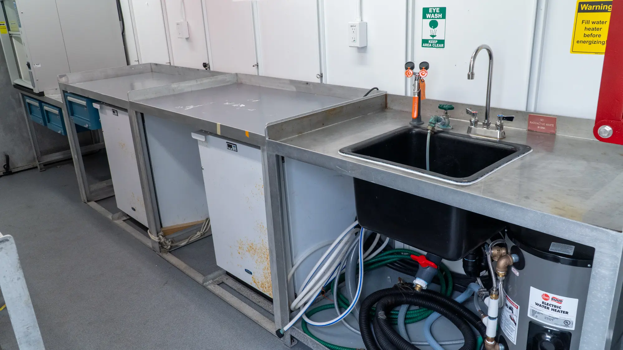 The interior of a lab van.