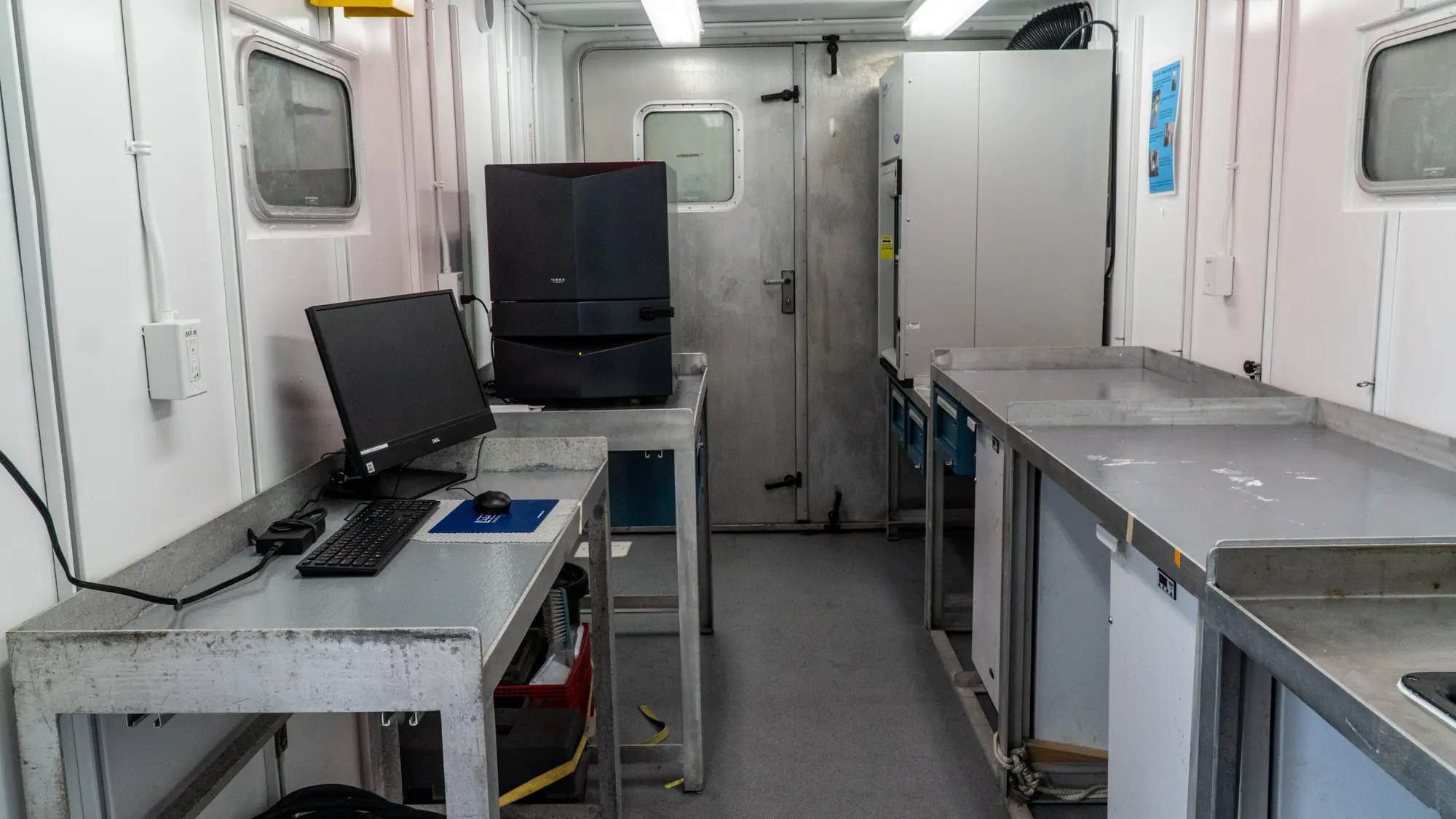 The interior of a lab van.